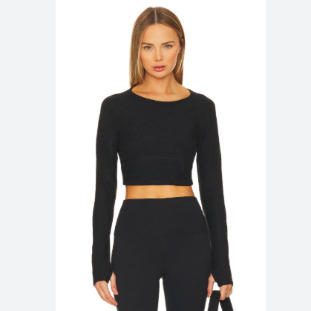 Beyond Yoga Spacedye Vitality Pullover Top Black Size XL